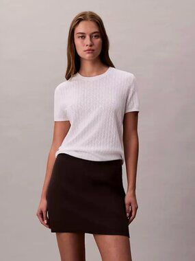 NWT! Calvin Klein Stretch Crepe Navy Mini Skirt Size Small